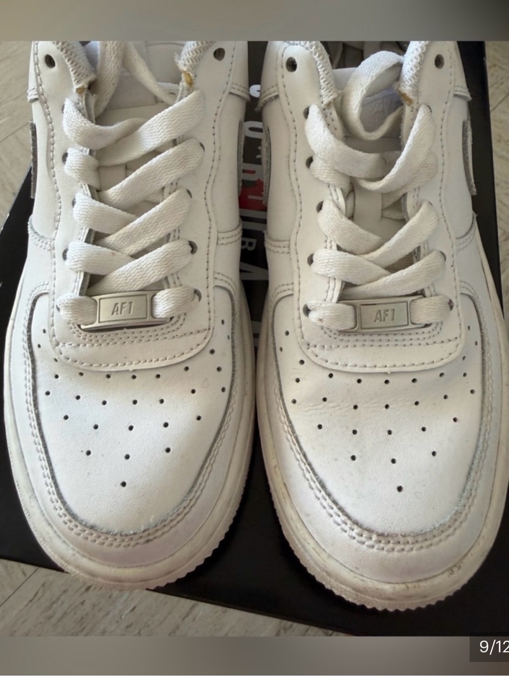 Nike White Boys AF1 Leather Sneakers